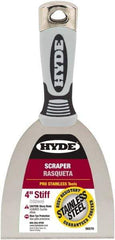 Hyde Tools - Stiff Stainless Steel Stiff Chisel - 4" Blade Width, 4" Long Cushioned Grip/Hammerhead Plastic Overmold Handle - A1 Tooling