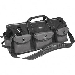 Bucket Boss - 28 Pocket Gray & Black Ballistic Polyester Tool Bag - 28" Wide x 11" Deep x 12" High - A1 Tooling