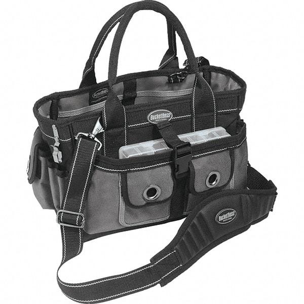 Bucket Boss - 18 Pocket Gray & Black Polyester Tool Bag - 14" Wide x 9" Deep x 9" High - A1 Tooling