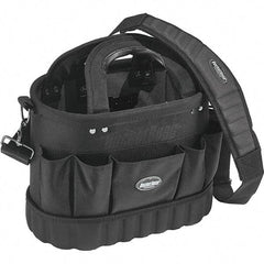 Bucket Boss - 13 Pocket Black Ballistic Polyester Tool Tote - 14" Wide x 8" Deep x 10" High - A1 Tooling