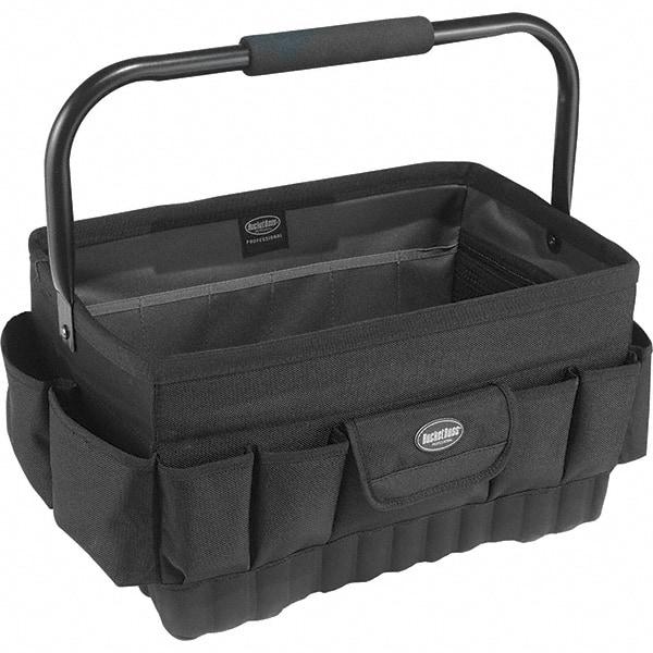 Bucket Boss - 20 Pocket Black Ballistic Polyester Tool Bag - 18" Wide x 12" Deep x 10" High - A1 Tooling