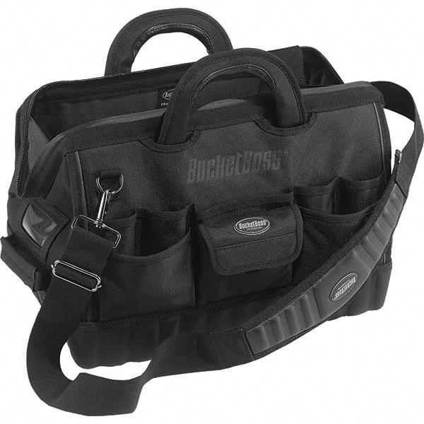 Bucket Boss - 17 Pocket Black Ballistic Polyester Tool Bag - 18" Wide x 12" Deep x 13" High - A1 Tooling