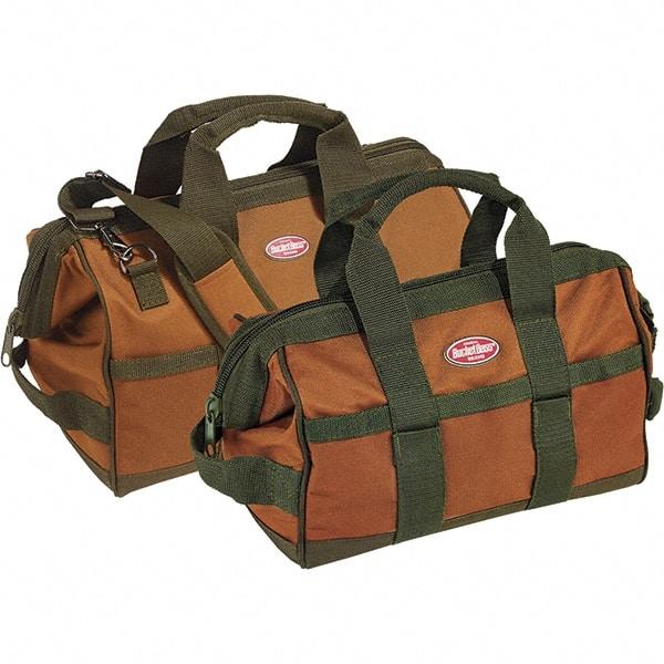 Bucket Boss - 12 Pocket Brown & Green Polyester Tool Bag - 12" Wide x 7" Deep x 9" High - A1 Tooling