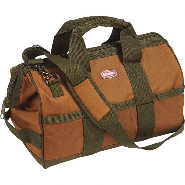 Bucket Boss - 16 Pocket Brown & Green Polyester Tool Bag - 16" Wide x 9" Deep x 12" High - A1 Tooling