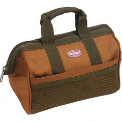 Bucket Boss - 6 Pocket Brown & Green Polyester Tool Bag - 13" Wide x 8" Deep x 10" High - A1 Tooling