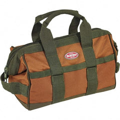 Bucket Boss - 16 Pocket Brown & Green Polyester Tool Bag - 12" Wide x 7" Deep x 9" High - A1 Tooling