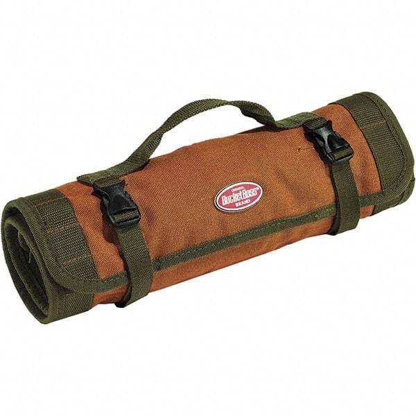 Bucket Boss - 22 Pocket Brown & Green Canvas Tool Roll - 25" Wide x 1/8" Deep x 14" High - A1 Tooling