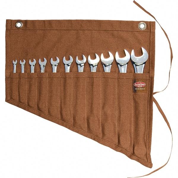 Bucket Boss - 11 Pocket Brown Canvas Tool Roll - 18-3/4" Wide x 1/2" Deep x 18-1/4" High - A1 Tooling