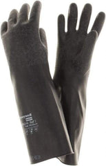 North - Size M (8), 14" Long, 14 mil Thick, Butyl Chemical Resistant Gloves - Rough Finish, Rolled Cuff, Black, FDA Approved - A1 Tooling