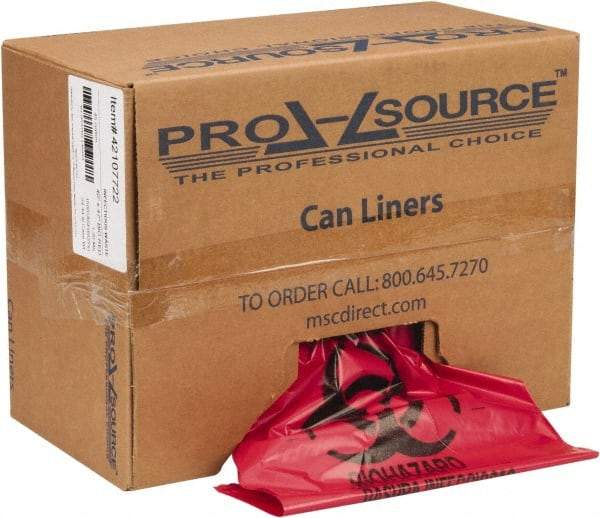 PRO-SOURCE - 45 Gal Capacity, Red, Hazardous Waste Bag - 1.3 mil Thick x 40" Wide x 47" High, Roll - A1 Tooling