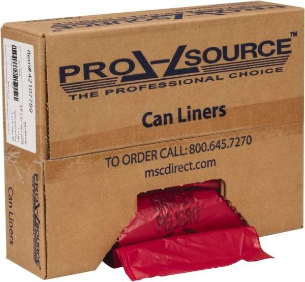 PRO-SOURCE - 30 Gal Capacity, Red, Hazardous Waste Bag - 1.3 mil Thick x 30" Wide x 37" High, Roll - A1 Tooling