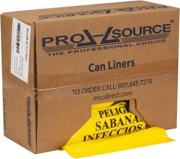 PRO-SOURCE - 45 Gal Capacity, Yellow, Hazardous Waste Bag - 1.3 mil Thick x 40" Wide x 47" High, Roll - A1 Tooling