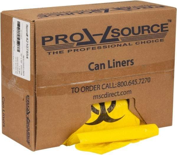 PRO-SOURCE - 33 Gal Capacity, Yellow, Hazardous Waste Bag - 1.3 mil Thick x 33" Wide x 39" High, Roll - A1 Tooling