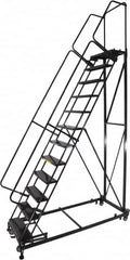 Ballymore - 153" 12 Step Ladder - Rolling Safety Ladder, 600 Lb Capacity, 120" Platform Height, 32" Base Width x 94" Base Depth, Perforated Tread - A1 Tooling