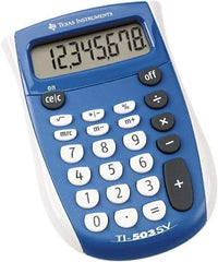 Texas Instruments - LCD Handheld Calculator - 2-5/8 x 4-3/8 Display Size, Blue & White, Battery Powered, 1" Long x 4-1/2" Wide - A1 Tooling