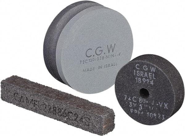 Camel Grinding Wheels - 80 Grit Silicon Carbide Type 1 Dressing Wheel - 3" Diam x 1/2" Hole x 1" Thick, Fine Grade, Hardness L, Vitrified Bond, No Recess - A1 Tooling