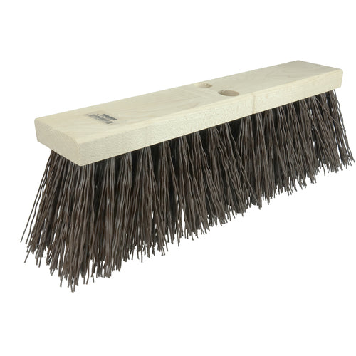 18″ Street Broom, 5-1/4″ Trim Length, Brown Polypropylene Fill - A1 Tooling