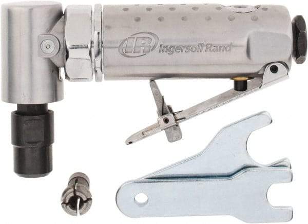 Ingersoll-Rand - 1/4" Collet, Angle Handle, Angle Air Die Grinder - 21,000 RPM, Front Exhaust, 24 CFM, 0.25 hp, 1/4" Inlet - A1 Tooling