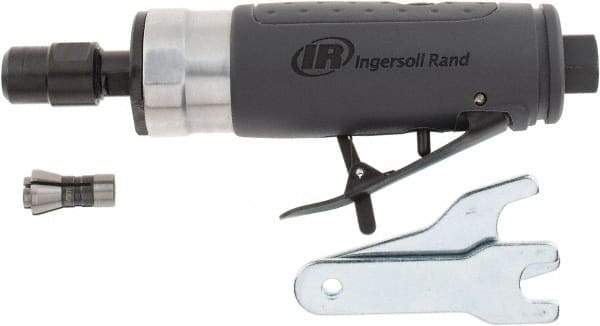 Ingersoll-Rand - 1/4" Collet, Straight Handle, Straight Air Die Grinder - 25,000 RPM, Rear Exhaust, 28 CFM, 0.33 hp, 1/4" Inlet - A1 Tooling