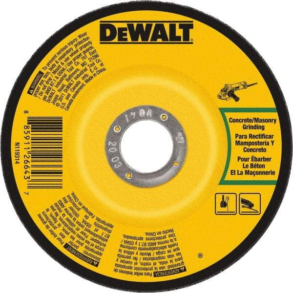 DeWALT - 24 Grit, 4" Wheel Diam, 1/4" Wheel Thickness, 5/8" Arbor Hole, Type 27 Depressed Center Wheel - Silicon Carbide, 15,200 Max RPM, Compatible with Angle Grinder - A1 Tooling