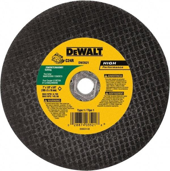 DeWALT - 7" 24 Grit Silicon Carbide Cutoff Wheel - 1/8" Thick, 5/8" Arbor, 8,700 Max RPM, Use with Angle Grinders - A1 Tooling