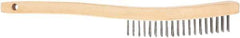 DeWALT - 19 Rows x 3 Columns Steel Scratch Brush - 13-11/16" OAL, 1-1/8" Trim Length, Wood Curved Handle - A1 Tooling