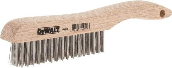 DeWALT - 15 Rows x 4 Columns Stainless Steel Scratch Brush - 10" OAL, 1-1/8" Trim Length, Wood Shoe Handle - A1 Tooling