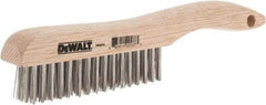 DeWALT - 15 Rows x 4 Columns Stainless Steel Scratch Brush - 10" OAL, 1-1/8" Trim Length, Wood Shoe Handle - A1 Tooling