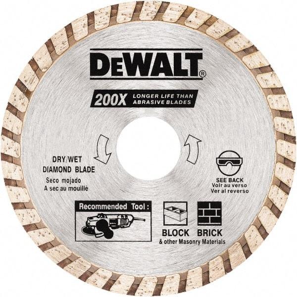 DeWALT - 4" Diam, 5/8 & 7/8" Arbor Hole Diam, Wet & Dry Cut Saw Blade - Diamond Matrix, Standard Round Arbor - A1 Tooling