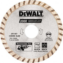 DeWALT - 4" Diam, 5/8 & 7/8" Arbor Hole Diam, Wet & Dry Cut Saw Blade - Diamond Matrix, Standard Round Arbor - A1 Tooling