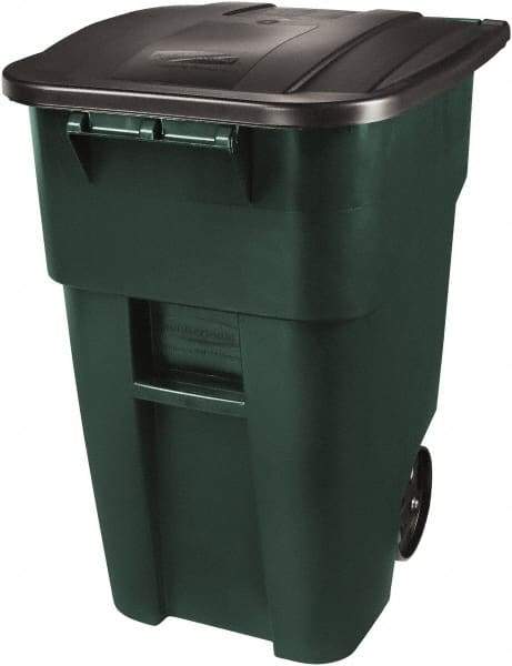 Rubbermaid - 50 Gal Green Square Trash Can - Polyethylene, 36-1/2" High x 28-1/2" Long x 23.38" Wide - A1 Tooling