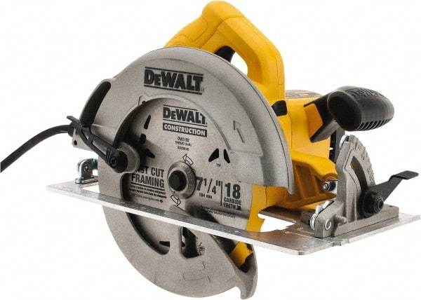 DeWALT - 15 Amps, 7-1/4" Blade Diam, 5,200 RPM, Electric Circular Saw - 120 Volts, 5/8" Arbor Hole, Right Blade - A1 Tooling