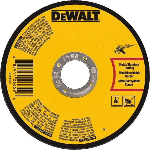 DeWALT - 7" 60 Grit Aluminum Oxide Cutoff Wheel - 0.045" Thick, 7/8" Arbor, 8,700 Max RPM, Use with Angle Grinders - A1 Tooling