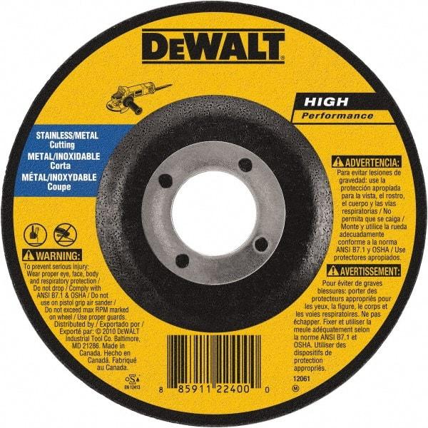 DeWALT - 6" 60 Grit Aluminum Oxide Cutoff Wheel - 0.045" Thick, 7/8" Arbor, 10,100 Max RPM, Use with Angle Grinders - A1 Tooling