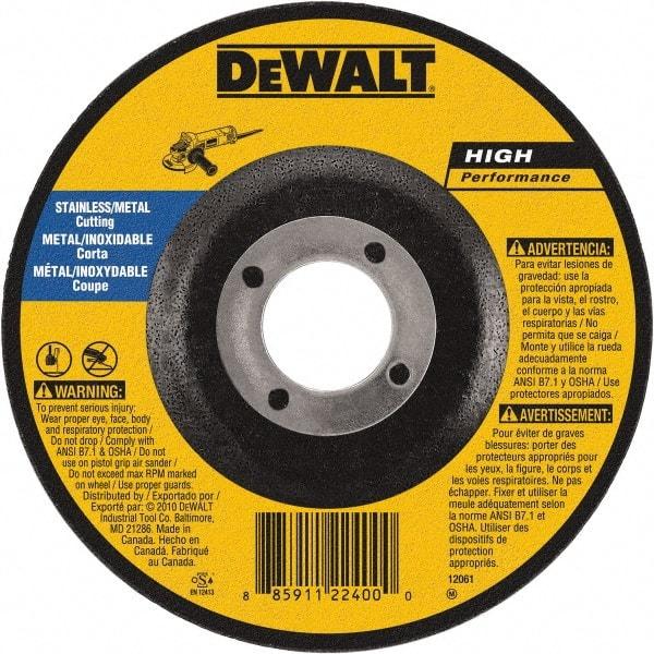 DeWALT - 5" 60 Grit Aluminum Oxide Cutoff Wheel - 0.045" Thick, 7/8" Arbor, 12,200 Max RPM, Use with Angle Grinders - A1 Tooling