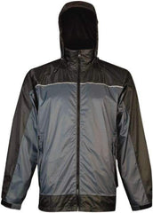 Viking - Size 2XL, Charcoal & Blue, Rain, Wind Resistant Rain Jacket - 51" Chest, 3 Pockets, Attached Hood - A1 Tooling