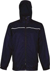 Viking - Size 2XL, Navy, Rain, Wind Resistant Rain Jacket - 51" Chest, 3 Pockets, Attached Hood - A1 Tooling