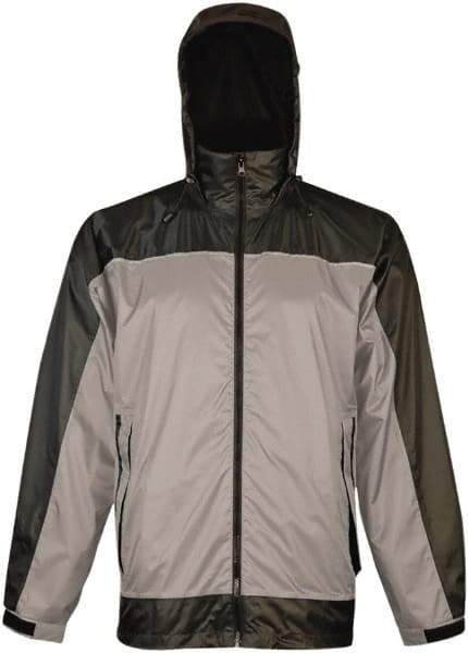 Viking - Size 2XL, Gray & Charcoal, Rain, Wind Resistant Rain Jacket - 51" Chest, 3 Pockets, Attached Hood - A1 Tooling