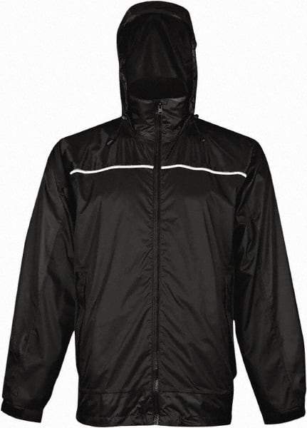 Viking - Size 3XL, Black, Rain, Wind Resistant Rain Jacket - 55" Chest, 3 Pockets, Attached Hood - A1 Tooling