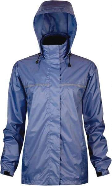 Viking - Size S, Blue, Rain, Wind Resistant Rain Jacket - 37" Chest, 3 Pockets, Attached Hood - A1 Tooling