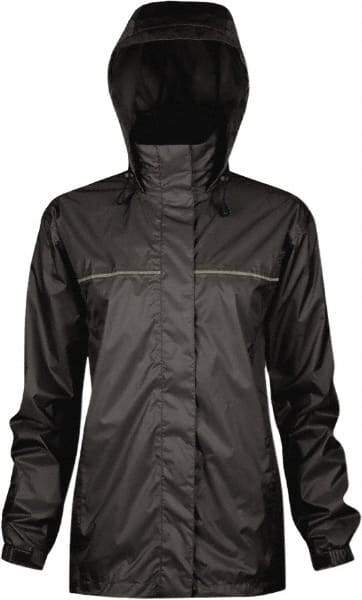 Viking - Size 2XL, Black, Rain, Wind Resistant Rain Jacket - 51" Chest, 3 Pockets, Attached Hood - A1 Tooling