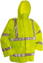 Viking - Size 5XL, High Visibility Lime, Rain, Wind Resistant Jacket - 60" Chest, 3 Pockets, Detachable Hood - A1 Tooling