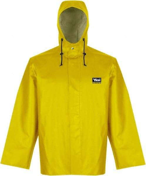 Viking - Size 3XL, Yellow, Rain, Chemical, Wind Resistant Jacket - 55" Chest, Detachable Hood - A1 Tooling