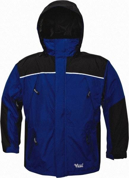 Viking - Size S, Charcoal & Royal Blue, Rain, Wind Resistant Jacket - 37" Chest, 5 Pockets, Detachable Hood - A1 Tooling