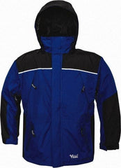 Viking - Size L, Charcoal & Royal Blue, Rain, Wind Resistant Jacket - 43" Chest, 5 Pockets, Detachable Hood - A1 Tooling