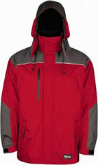 Viking - Size 3XL, Red & Charcoal, Rain, Wind Resistant Jacket - 55" Chest, 5 Pockets, Detachable Hood - A1 Tooling