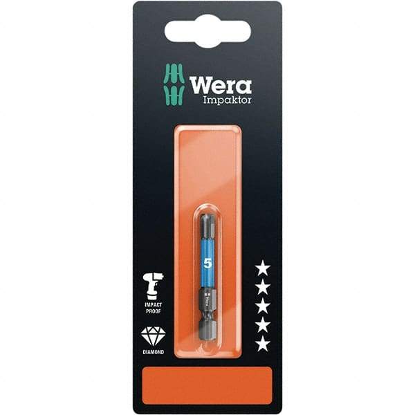 Wera - 5mm Hex Screwdriver Bit - 1/4" Drive, 50mm OAL - A1 Tooling