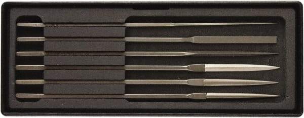 Value Collection - 6 Piece Needle Pattern File Set - Fine Coarseness, Set Includes Comprise, Pillar, Half Round, Crossing, Square, Round, Barrette - A1 Tooling