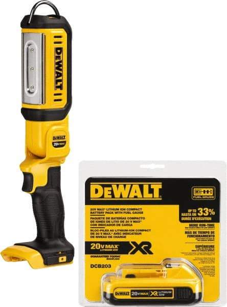 DeWALT - 20 Volts, 500 Lumens, Cordless Work Light - Black/Yellow, 17 hr Run Time - A1 Tooling