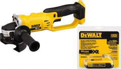 DeWALT - 4-1/2" Wheel Diam, 6,500 RPM, Cordless Cutoff & Cutoff-Grinder Tool - Right Angle Handle, 20 Volt, Battery Included - A1 Tooling